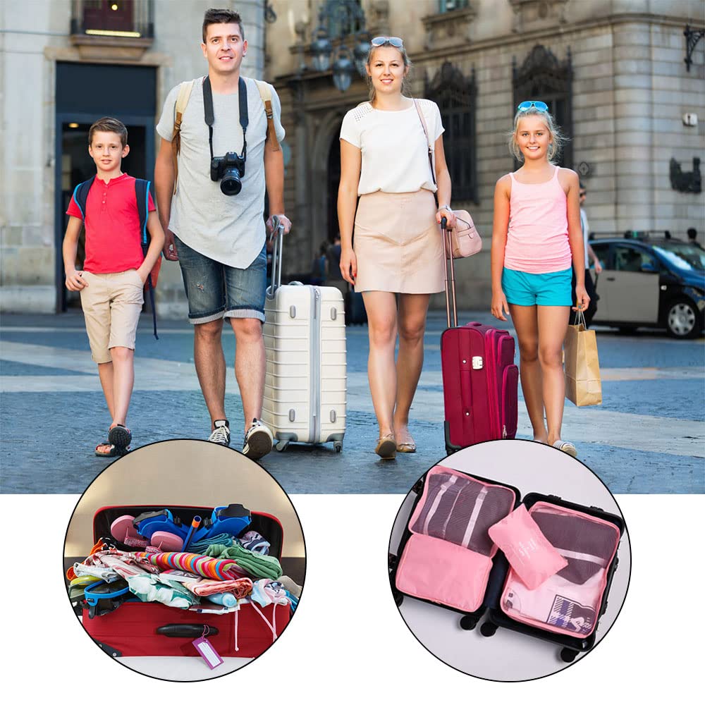 OSDUE Organizer Valigie, 6 Pezzi Sistema di Cubo di Viaggio, Separatori Buste Viaggio Travel Organizer, Abbigliamento Intimo Calzature Organizzatori Sacchi Valigia di Stoccaggio Set
