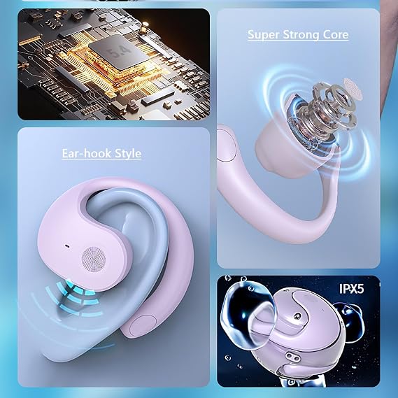 Earphone Wireless Bluetooth, OWS Hanging Bluetooth 5.4 Earphones, Open Ear Headset Ball - Portable and Comfortable, HiFi Stereo Sound Headphones Noise Cancelling Running Sport (Black)