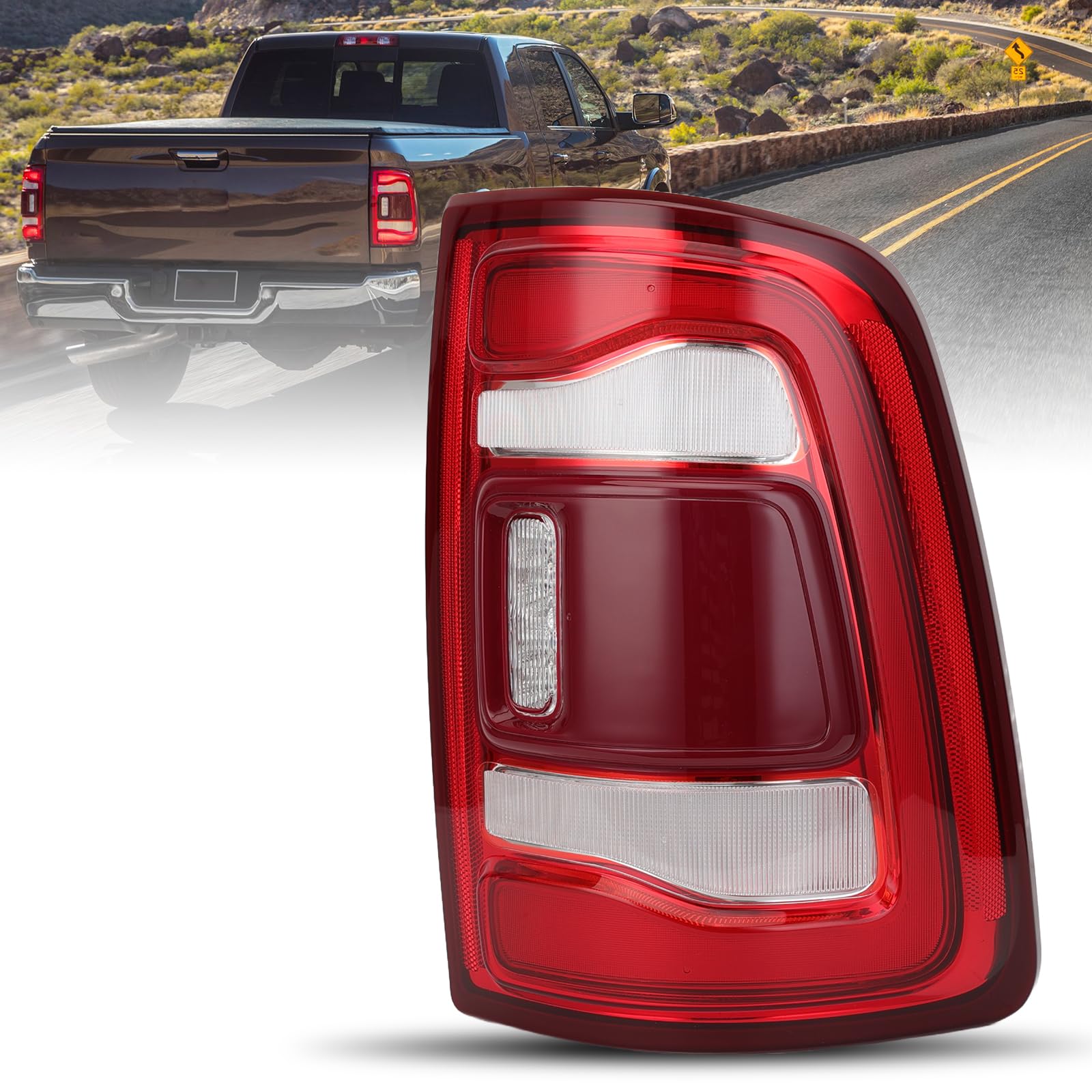 MZORANGETail Light Rear Lamps w/Blind Spot For Dodge Ram 2500 3500 2019 2020 2021 2022 2023 w/o Blind Module (Right Passenger Side) Replaces CH2801223 68361720AH
