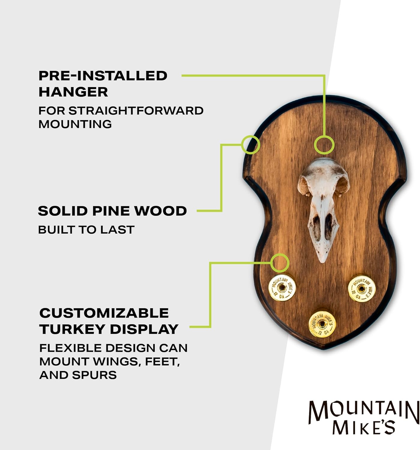 Ultimate Turkey Plaque by Illusion | Turkey Mounting Kit | Rustic Wall Mount Display Plaque | European Turkey Skull Included | Turkey Beard, Fan, Feet, WIngs Optional | Universal Size