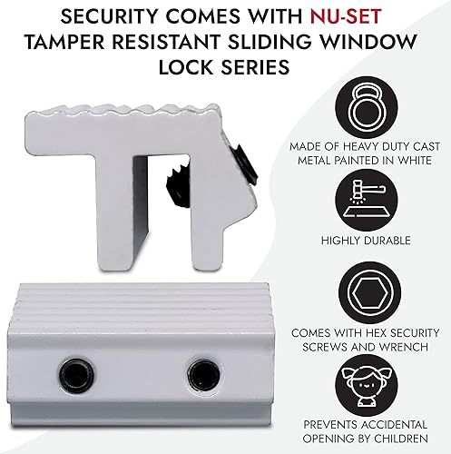 Miniatura 3 de NU-SET Cerradura  Cerradura deslizante resistente a manipulaciones  Cerradura de ventana de doble tornillo hexagonal para seguridad de ventana
