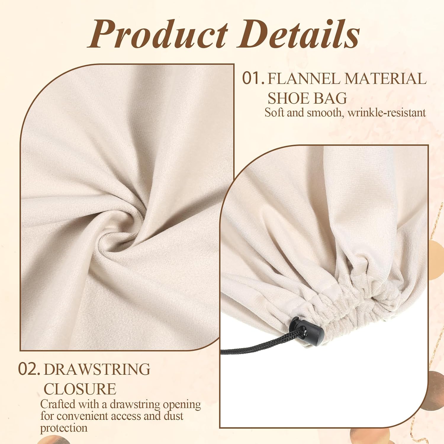 5 PCS Cloth Shoe Bags, 18"×14" Dustproof Large Travel Shoe Bags for Packing