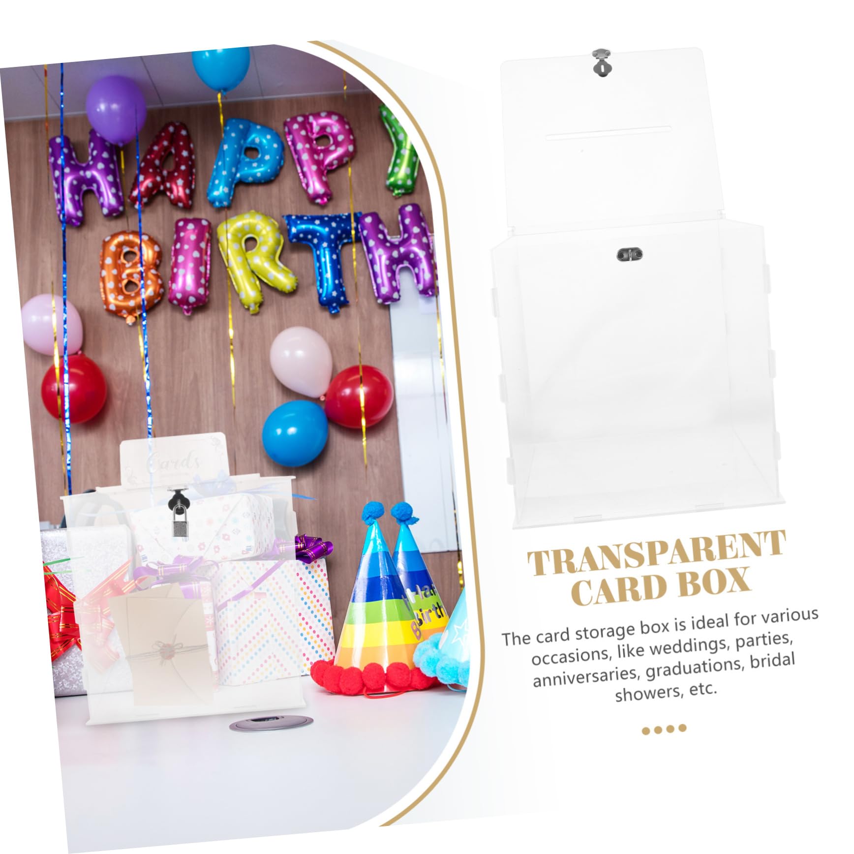Caja Acrílica De Tarjetas Con Cerradura Para Bodas y Fiestas Recipiente Transparente Para Colección De Tarjetas y Envelopes Para Invitados y Recuerdos