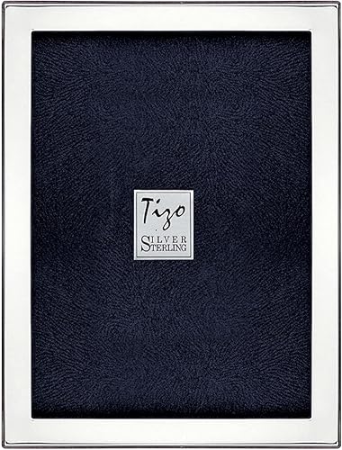 TIZO Diseño de plata de ley 925, marco estrecho liso de 8 x 10 pulgadas (disponible en liso y cuentas)
