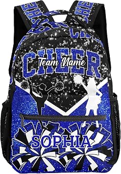 Cheer Backpack Custom Cheerleader Bag with Name - Personalized Cheerleading Daypack Cheer Team Coaches Gift Blue