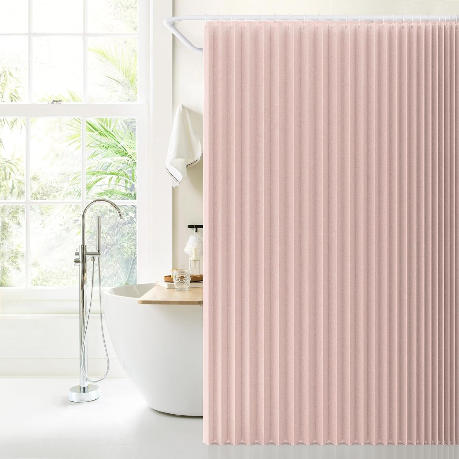 Custom Wide Large Linen Waterproof ，Mould Weights Shower Curtains，Suitable for Bedroom, Living Room, Bathroom partitions-Light Brown- 70x200cm