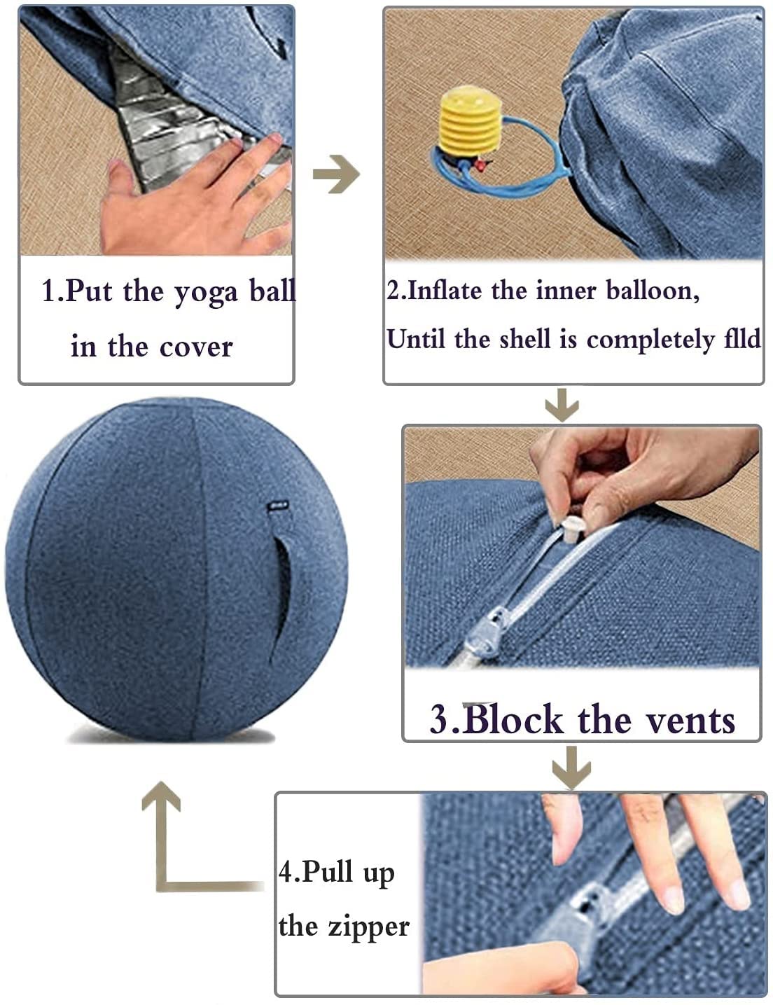 Swiss Ball Grossesse-Housse De Ballon De Yoga 55/65/75 Cm pour Ballon Fitness/Ballon Gym/Ballon Pilates/Ballon Gymnastique/Ballon Grossesse Le Bureau Et La Maison (Color : Blue, Size : 75CM)