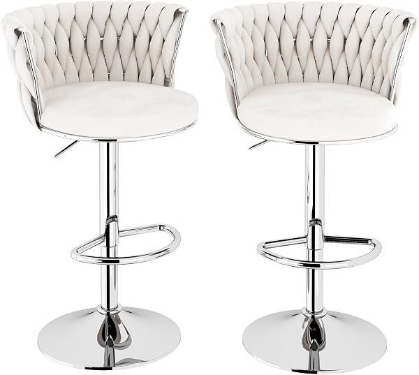 Lamerge Velvet Bar Stools Set