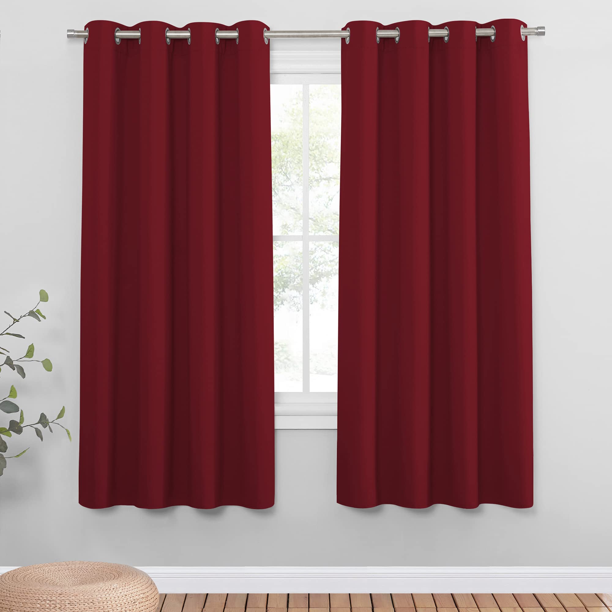 PONY DANCE Tende Oscuranti per Interni Tende Moderne per Soggiorno Tenda Oscurante ad Anelli Tende Natalizie Tende Termiche per Salotto 2 Pezzi L 140 x A 175 cm, Rosso