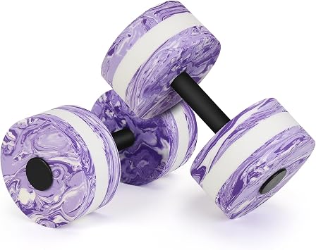 Carperipher Aquatic Dumbbells, Set of 2 Camouflage Water Aerobic Exercise Foam Dumbbell Pool Resistance, Water Aqua Fitness Barbells Hand Bar Exercises Equipment for Weight Loss Purple