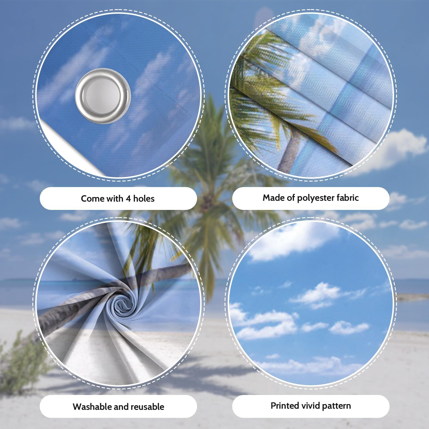 7x8ft Summer Seaside Garage Door Decor Tropical Maldives Beach Blue Ocean Island Green Palm Coconut Tree Sunny Sky Garage Door Background for Vacation Travel Adult Portrait Props