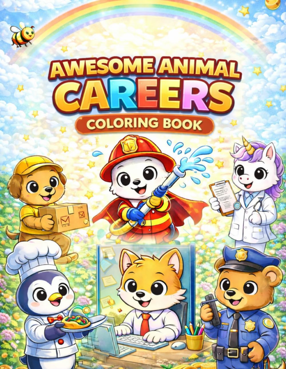 Awesome Animal Careers Coloring Book: Fun & Easy Animal Jobs Coloring Pages for Kids Ages 4-8 | Cute Professions, Bold Lines, Simple Designs