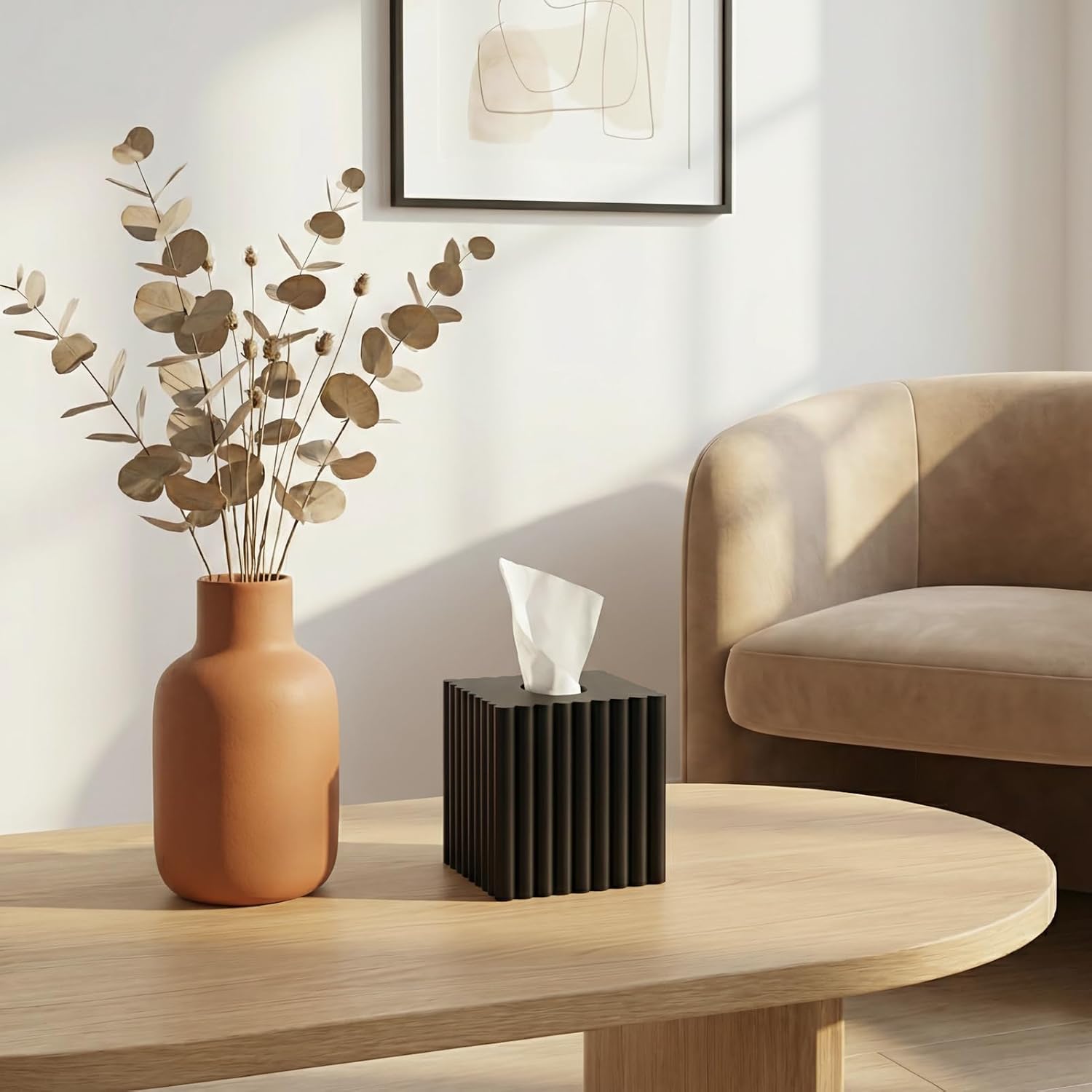 Modern Stone Tissue Box Cover-Black Resin Tissue Box Cover