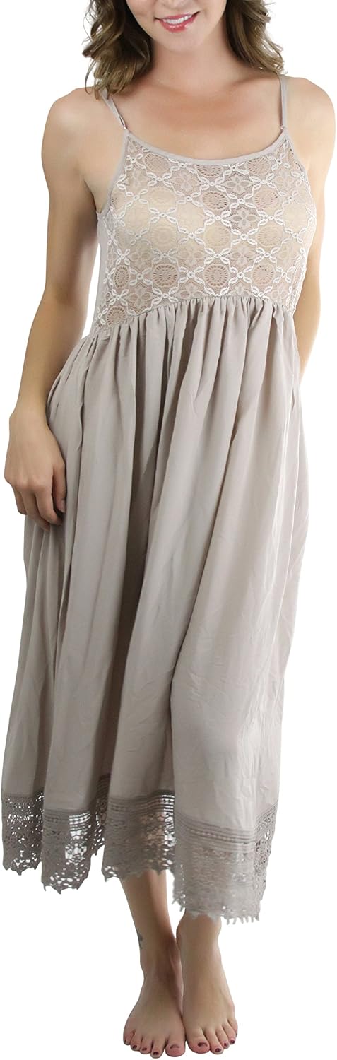 ToBeInStyle Women's Nightgown Slip Dress Pajama Sleepwear Soft Comfy Loungewear