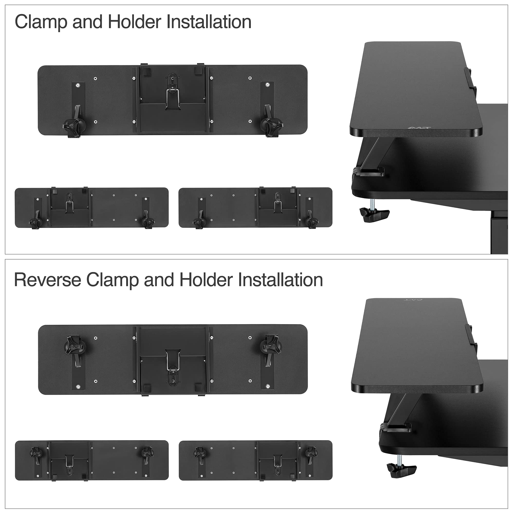AVLT ClampOn 40 Inch Monitor Stand Shelf for Sit Stand Desks Supports Dual 32" Monitors