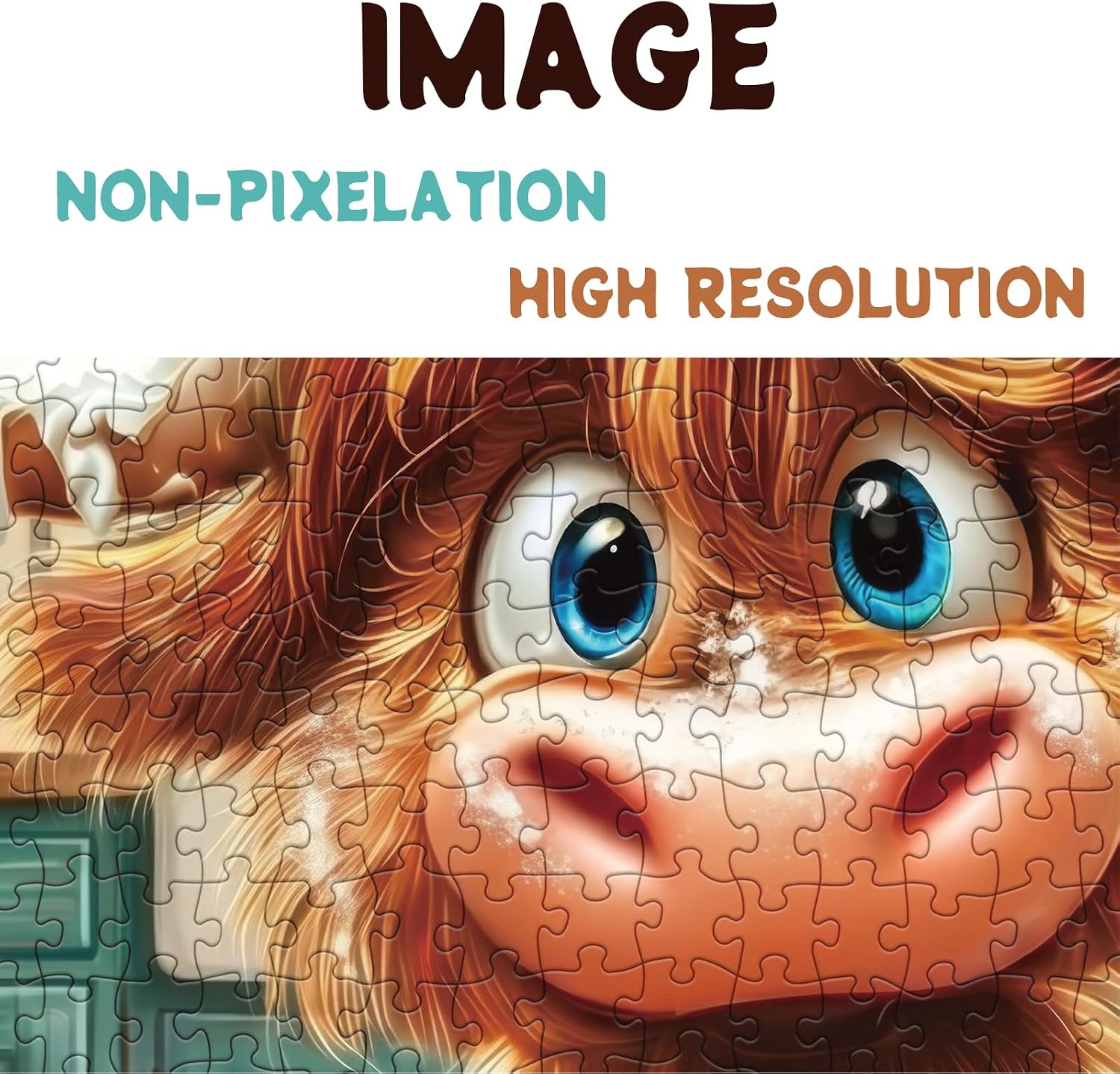 Highland Cow Kitchen Puzzles for Adults 1000 Pieces, Cute Animal Art Jigsaw Puzzles, Fun Cow Puzzles image 4