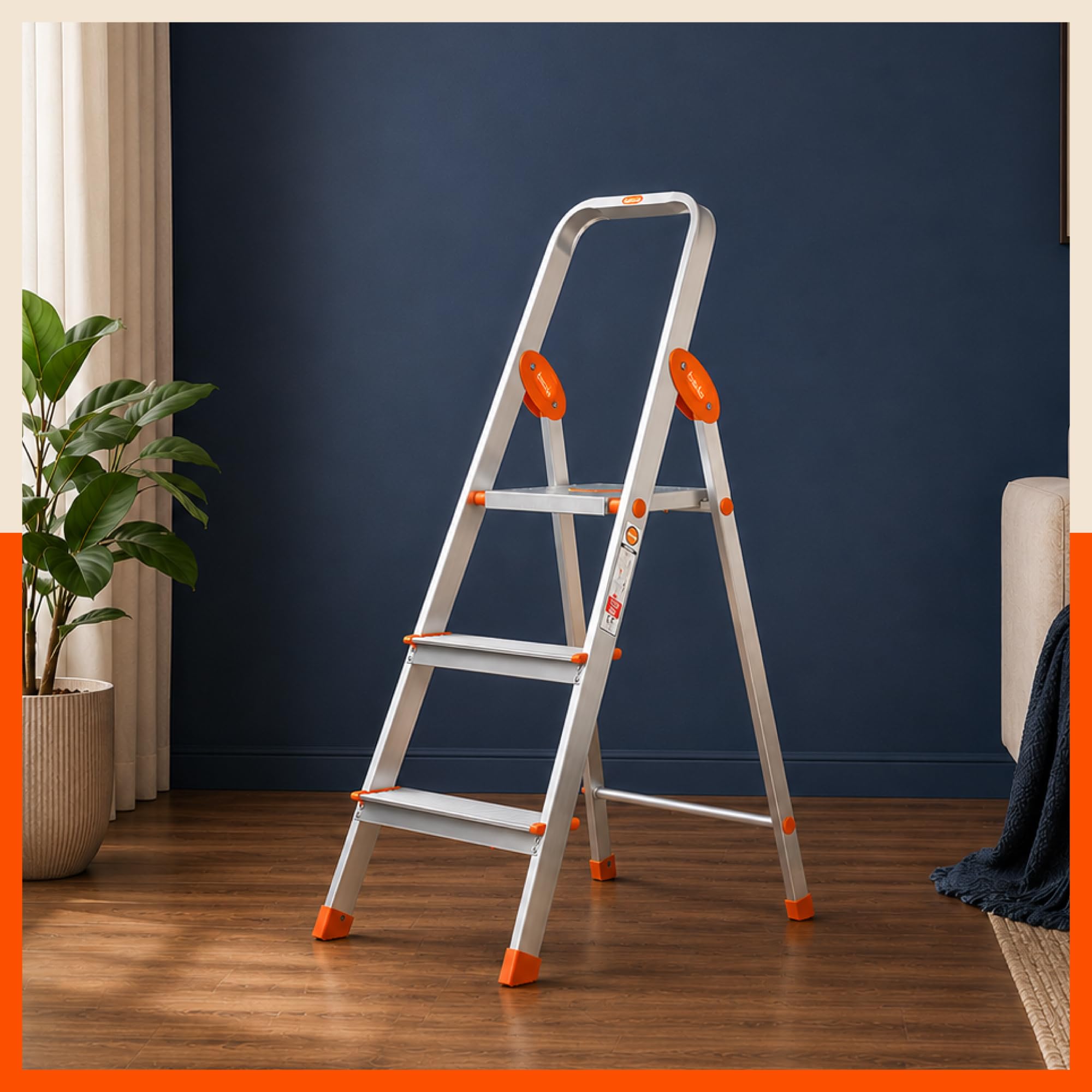 Bathla Advance 8-Step Aluminium Ladder | 150 Kg Load Capacity | Anti-Slip Steps | Sure-Hinge Technology | Home Use Step Ladder | 5 Year Warranty — Amazon image 17