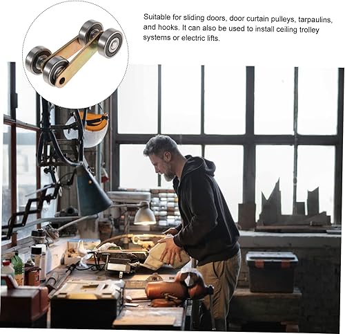 Miniatura 9 de Housoutil 4pcs 2 Trolley Ventana Puerta Dos Ruedas Strut Channel Trolley Asamblea Puerta corredera Puerta Rodillo Rueda Carretilla Heavy Duty