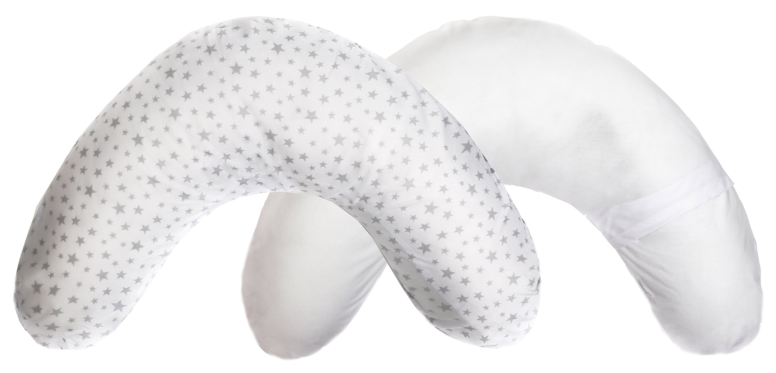 Kinder Valley Silver/White Twinkle Stars V-Shape Pillow, Piece of 1