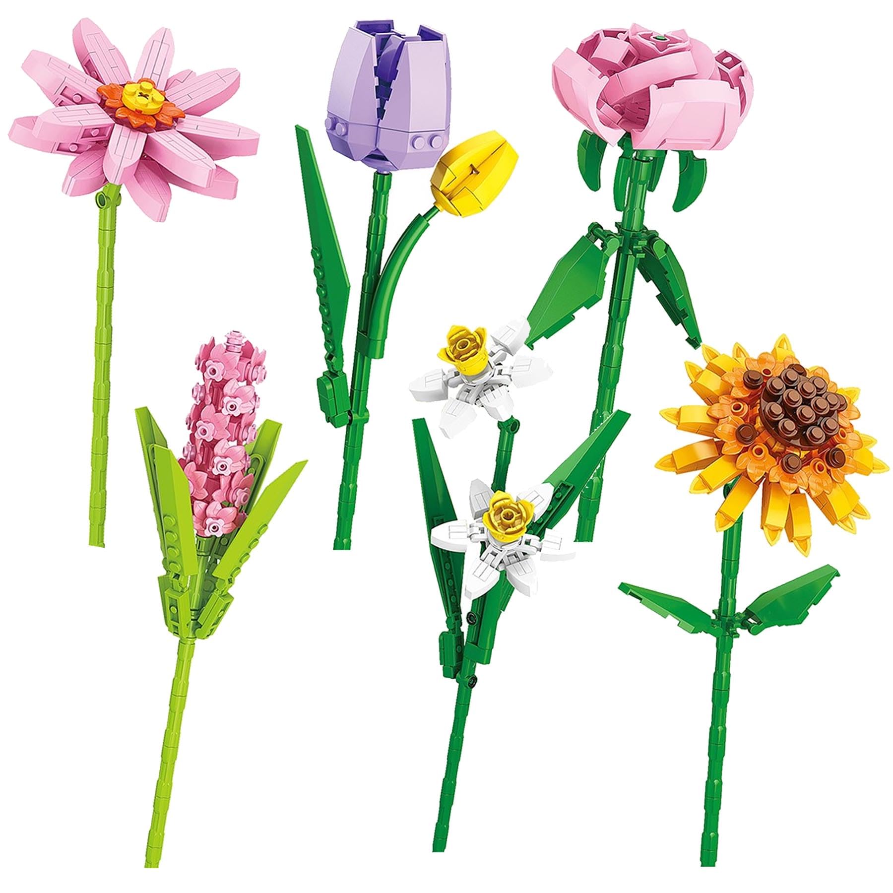 Mini Bricks Flowers Building Blocks | Artificial Flower For Decor | Micro Bricks Sets For Men & Women | Lovely Gift For All Ages (151pc Sunflower 5524)