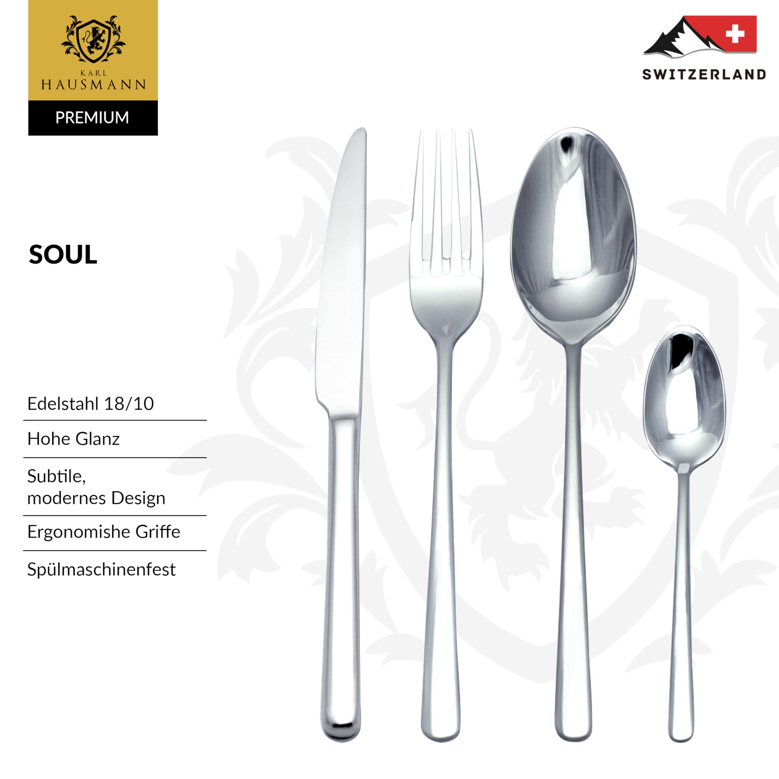 KARL HAUSMANN Besteck Set für 6 Personen - 24-Teilig - Essbesteck Spülmaschinenfest Rostfrei - Besteckset aus Edelstahl 18/10 - Cutlery Set 6 People - Silverware Set - Bestecksets - Camping Besteck