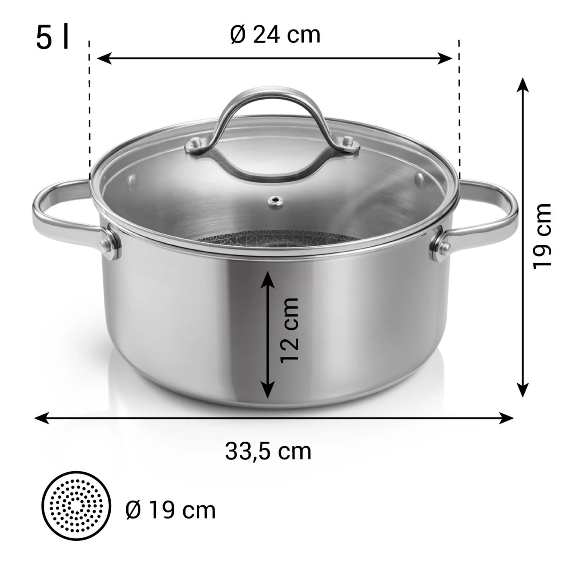 Tescoma 780574 SteelCRAFT patelnia nieprzywierająca z pokrywką Ø 24 cm, pojemność 5 litrów