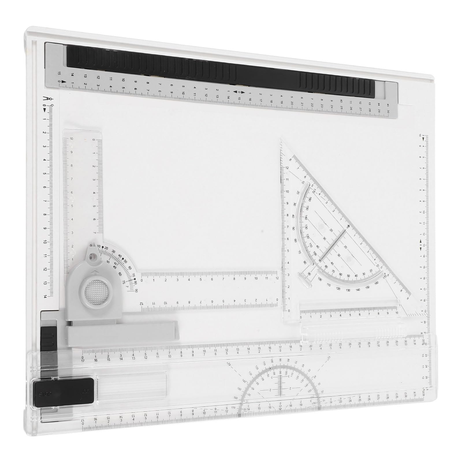 SHERCHPRY Tablero de Dibujo A4 con Reglas y Herramientas de Plástico Multifuncional Portátil y Ligero para Diseño Preciso para Arquitectura y Bocetos