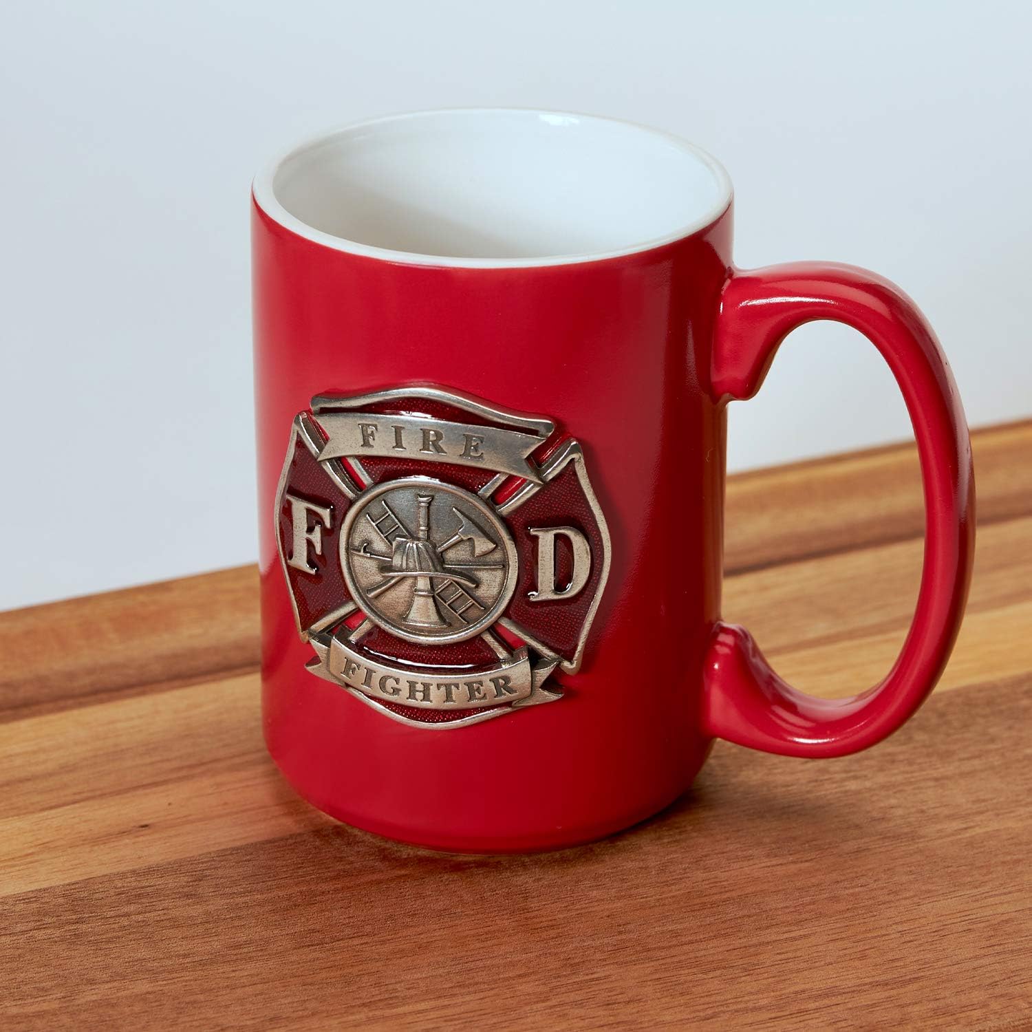 Heritage Pewter FIREFIGHTER 15 oz. Coffee Mug | Mug for Coffee, Beverages | Intricately Crafted Metal Pewter Firefighter Inlay