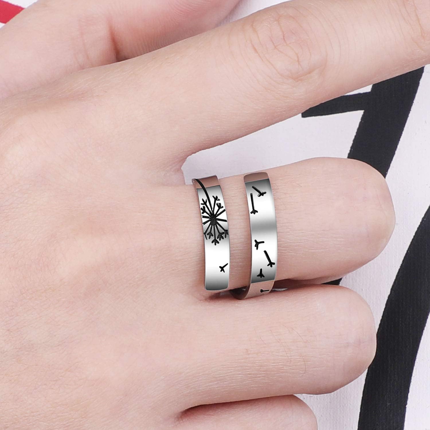 Vista 4 de ZRAY - Anillo de plata con inscripción en inglés Keep Going acero inoxidable tamaño ajustable regalo de apoyo para mujeres adolescentes y niñas
