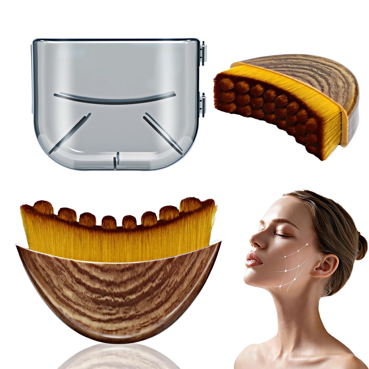 Lymphatic Contour Face Brush - Lymphatic Drainage Makeup Brushes for Sculpting Lifting Anti-Puffiness Detox Massage Boosts Skincare Absorption