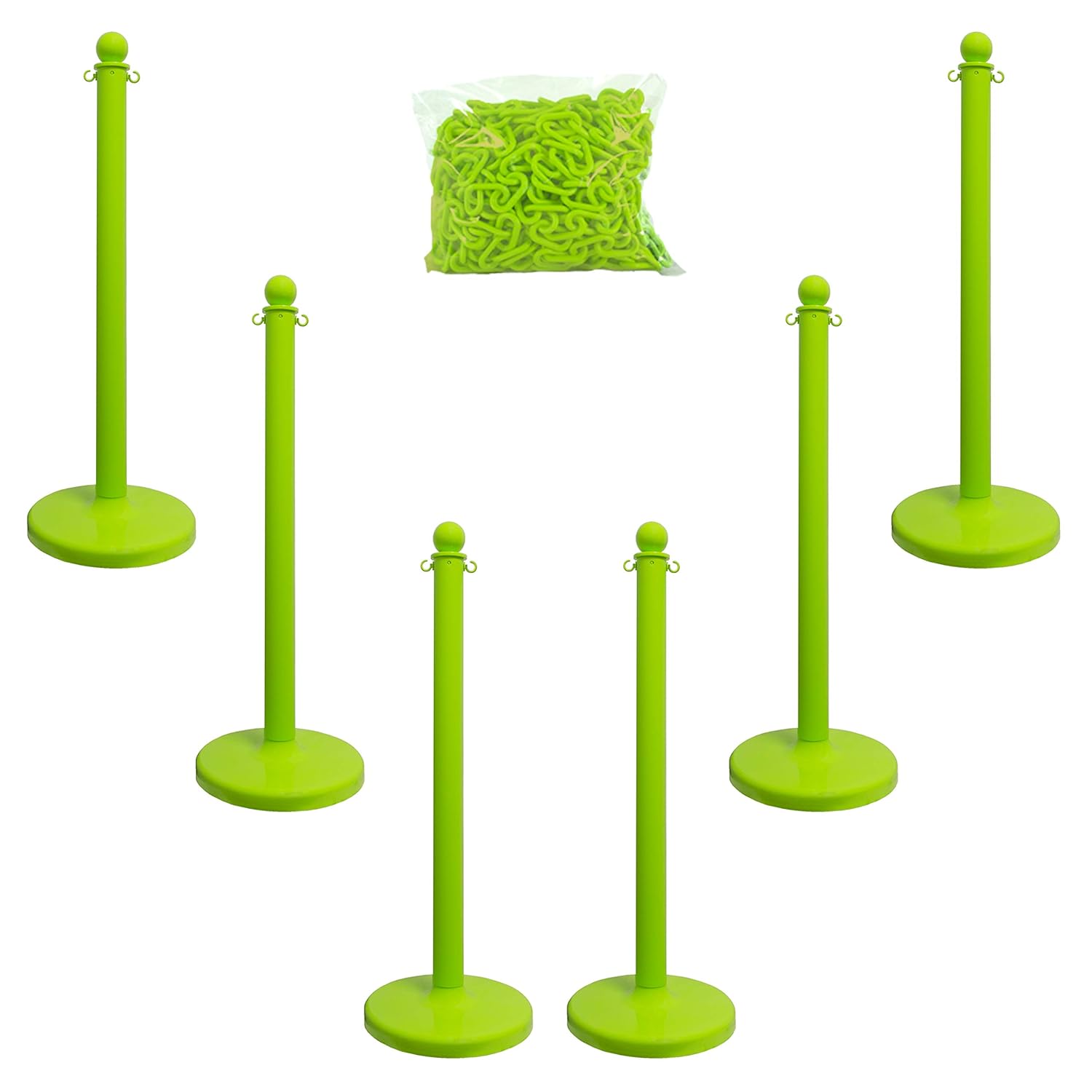 Mr. Chain Plastic Stanchion Kit with 50 Feet of 2-Inch Link Chain and C-Hooks, Black, Pack of 6 (71003-6): Industrial Safety Chain Barriers: Industrial & Scientific