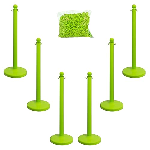 Miniatura 6 de Mr. Chain, juego de postes de contención plásticos con 50" de cadena y ganchos en forma de C (Paquetes de 6), Negro, 6