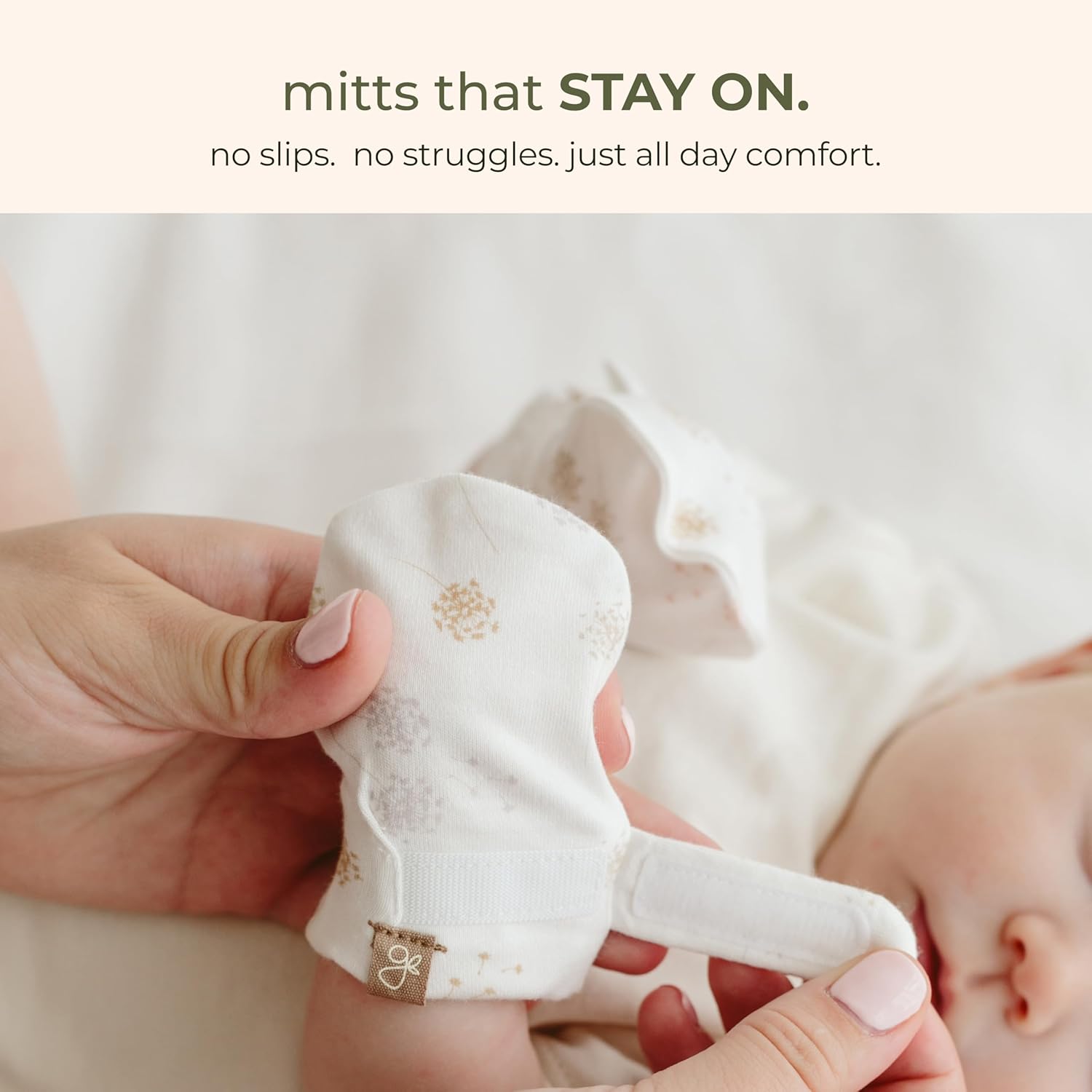goumikids 3 Pack Stay-On Mitts Lavender, Dandilion and High Prairie, 0-3 Months