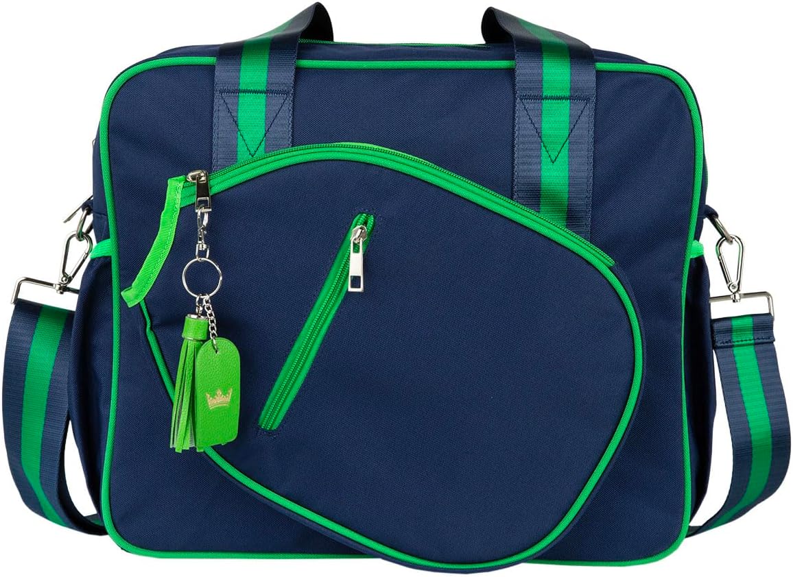 Cute Prepster Pickleball Bag for Women with Fence Hook, Tote with Pockets for Water Bottle, Paddles, Balls, Accessories