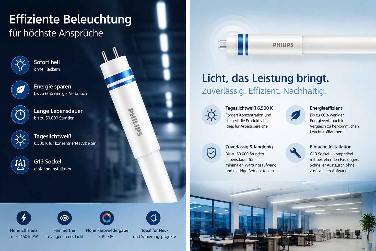 Philips MASTER LEDtube HF T5, 1200mm, Neutralweiß 4000K, 26W, 3900 lm, HF-Vorschaltgerät kompatibel, 5 Jahre Garantie, 10er SPARPACK