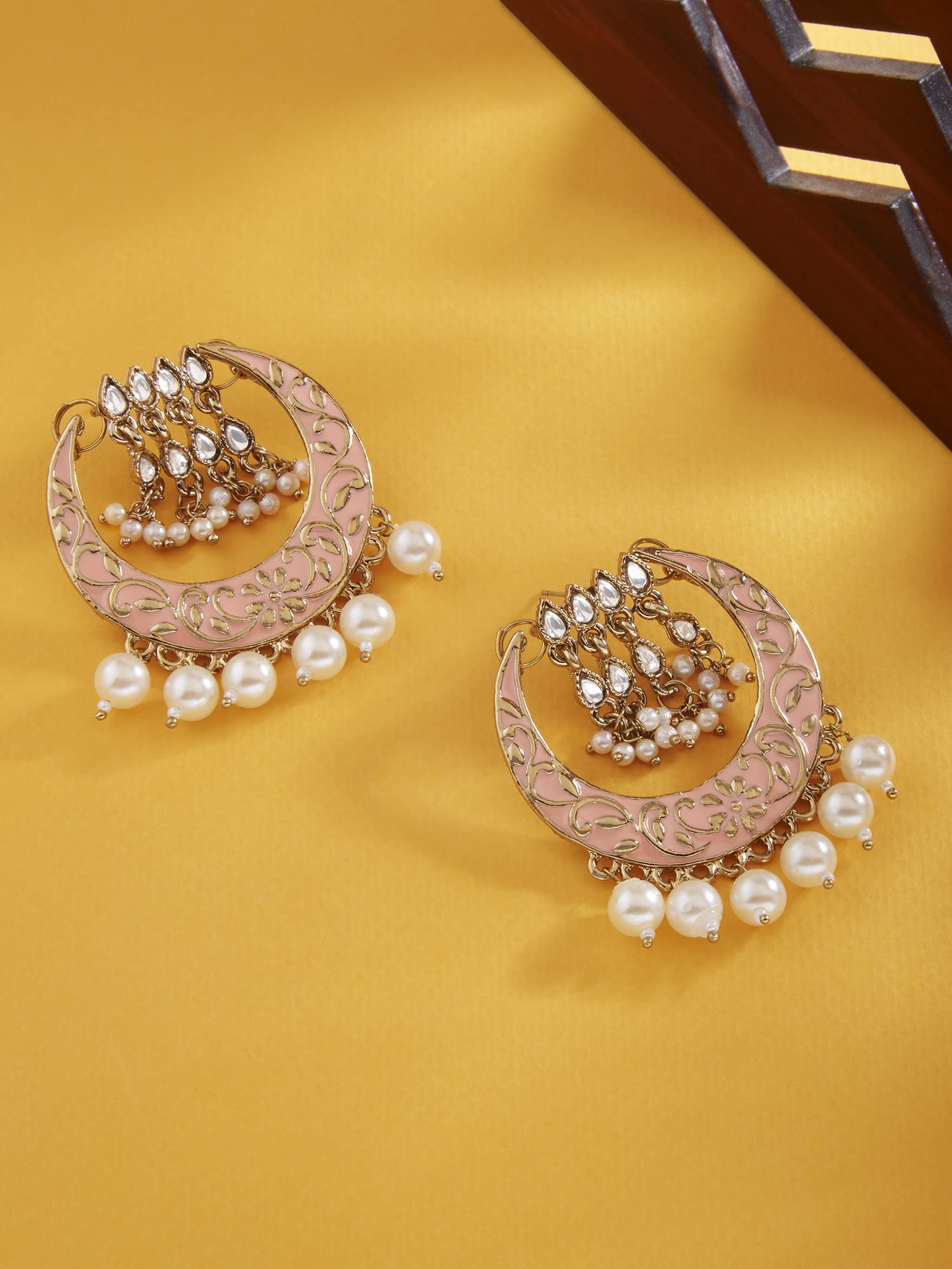 Meenakari Kundan Ethnic Pearl Drops Earring For Women