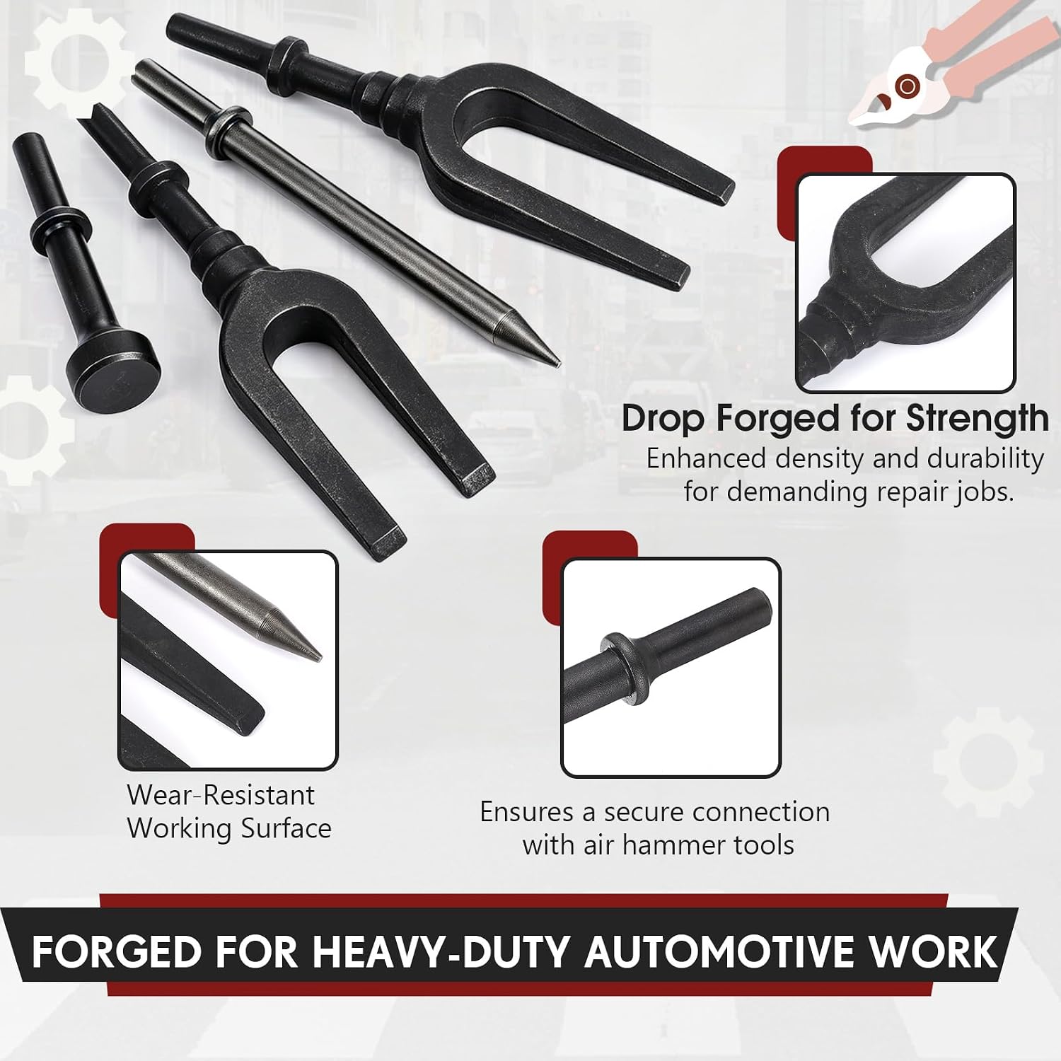 5 Pcs Ball Joint Removal Tool Set 0.94'' and 0.83'' Fork 6.7'' Shovel 4'' Air Hammer Removal Separator Kit with Storage Bag for Automotive Front End Service, Car, Van and Light Truck