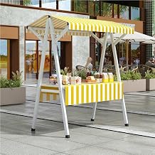 Farmers Market Foldable Food Stall Tabletop, Carbon Steel Street Stalls Selling Food Shelf, Vendor Display Shelves Stand for Craft Shows, Events(Light-Yellow,39.4in)