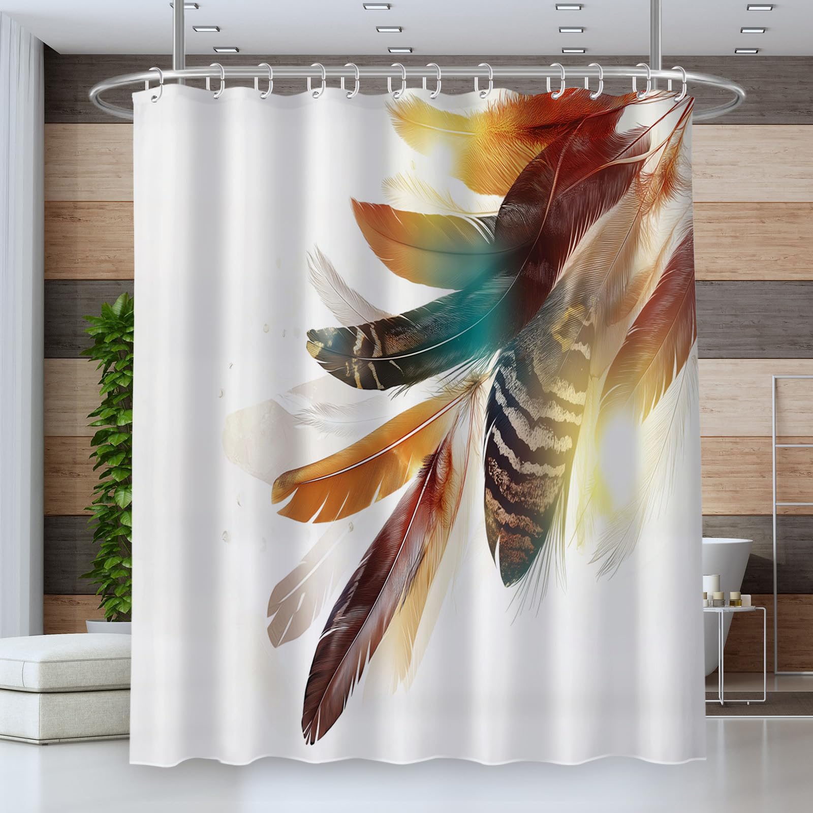 Rideau de douche oiseau 180 x 200 en tissu lavable de qualité supérieure