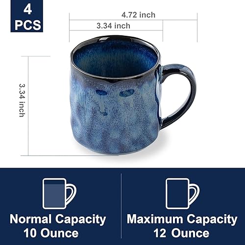Miniatura 8 de Tazas de café de cerámica, tazas de cerámica de 10 onzas, tazas de té con asa, divertidas tazas de capuchino, aptas para lavavajillas, juego de 4