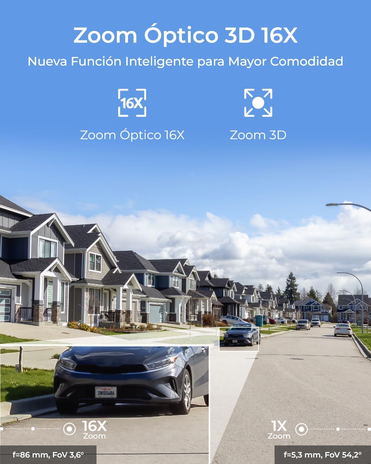 Reolink 4K PTZ Cámara Vigilancia Exterior PoE, 16X Zoom Óptico 3D, 360°/90° Pan & Tilt, Visión Nocturna en Color, Detección Persona/Vehículo/Animale, Audio Bidireccional, Soporta microSD, RLC-823S2 | PoE, 360°/90° Pan & Tilt, Visión Nocturna en Color, Det