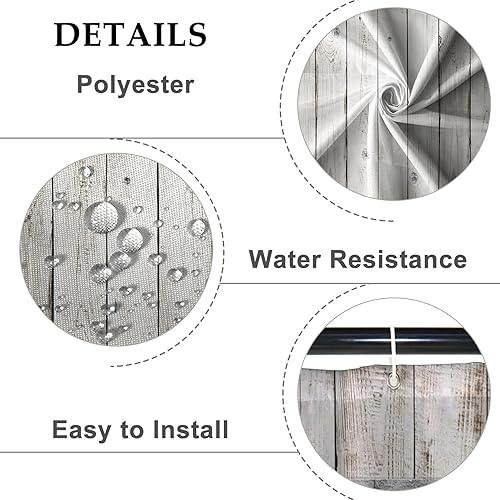 Miniatura 10 de Baocicoo - Juego de cortinas de ducha con versículo bíblico para baño, citas inspiradoras, tablero de madera rústica, rosas florales, cortinas de