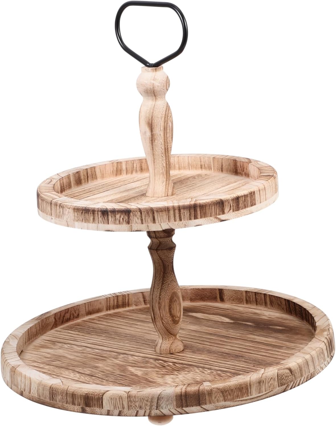 Farmhouse Fruit Serving Rack Handles Vintage Two-Tier Dessert Display Stand for Cupcakes and Fruits Rustic Kitchen Decor