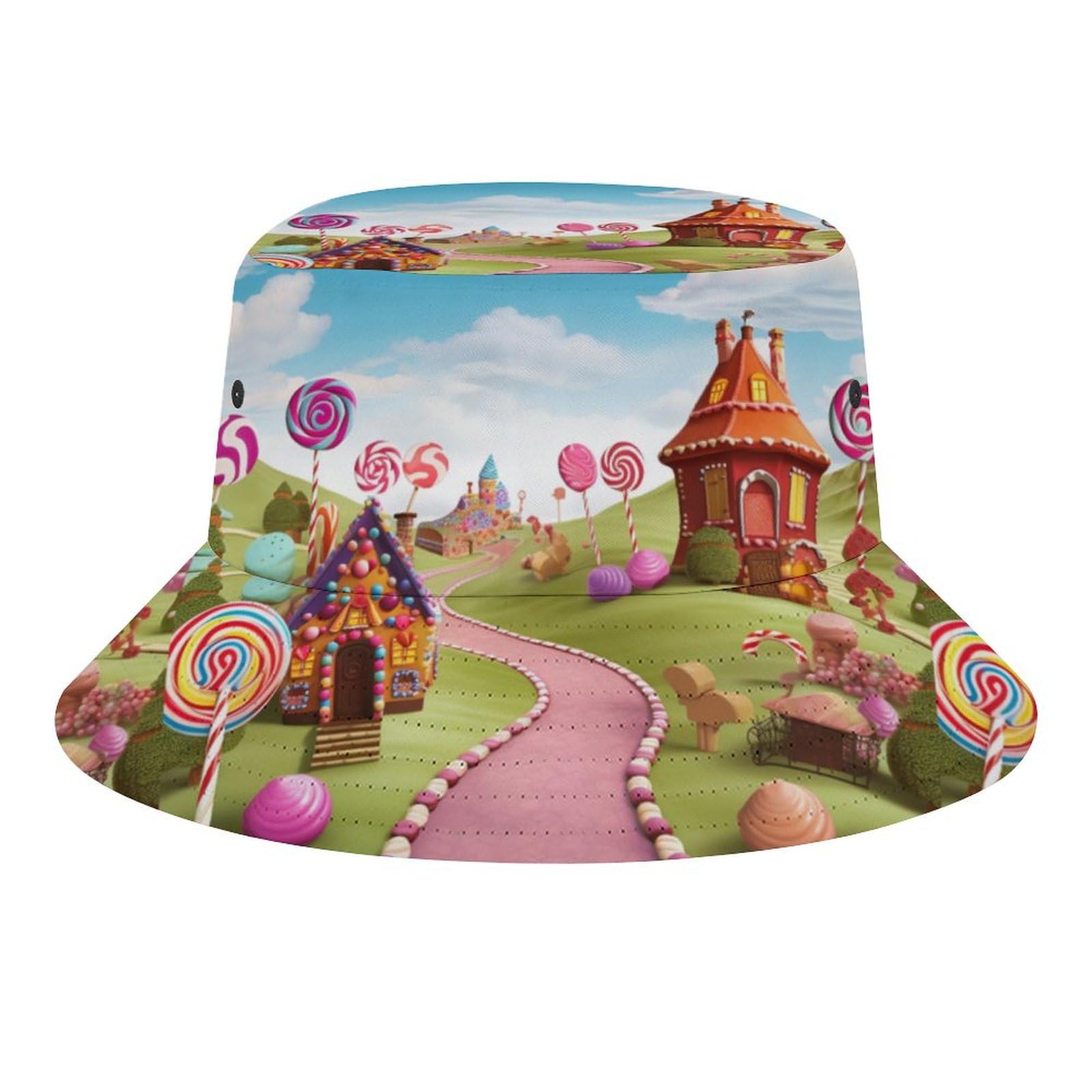Candy Land Bucket Hat Beach Travel Sun Hat Sun UV Protection Fishing Hat Hiking Hat Unisex Fisherman Hat