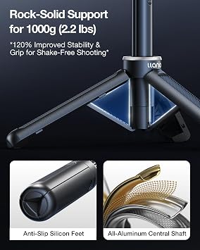 llano 16/40cm Action Camera Tripod for DJI Osmo Pocket 4/3, Insta360 X5 X4 X3, Gopro Hero13/12, Extendable Mini Tripod with 1/4'' Screw, Small Selfie Stick for Sony, Canon, 360 Ball Head, Black