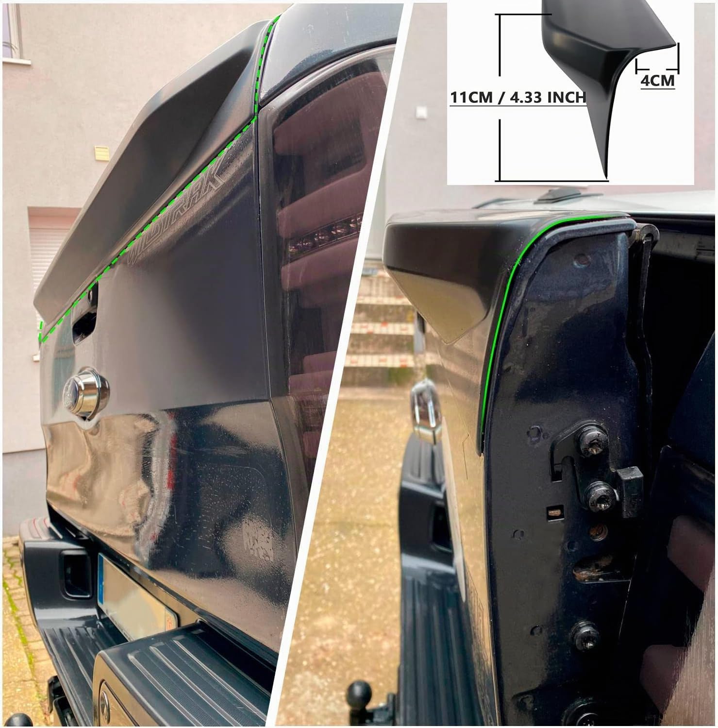 Protección de la Cubierta del portón Trasero Spoiler para Ford Ranger 2012-2022 Wildtrak Raptor T6 T7 T8 XL XLT XLS Platinum Limited MK1 MK2 MK3 ABS Negro Mate