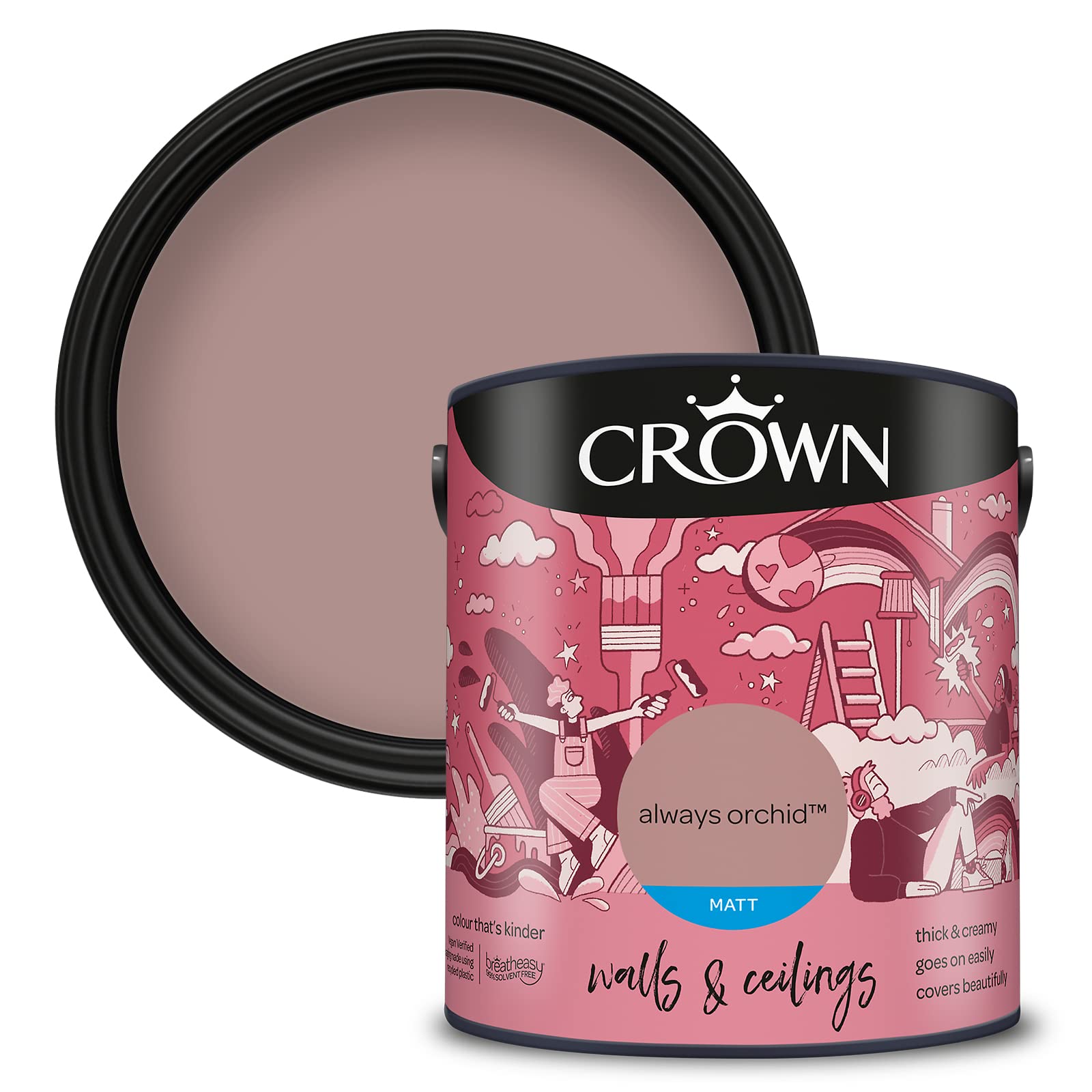Crown WALLS & CEILINGS Dusky Pink Matt Emulsion Paint 2.5L