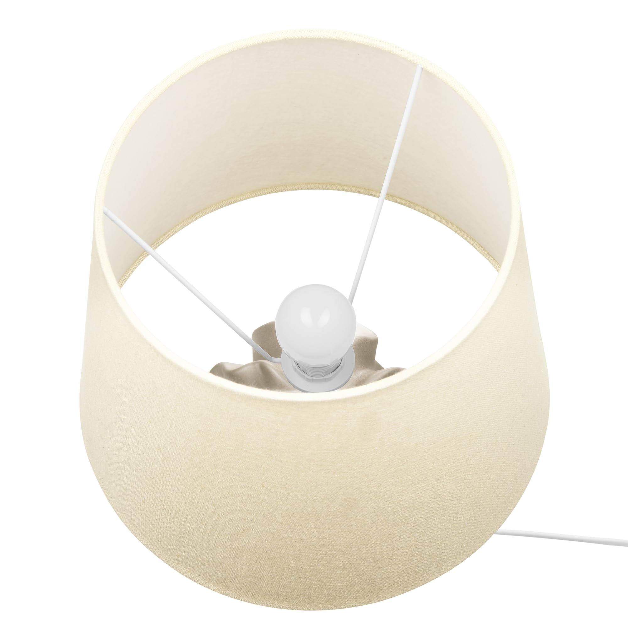 Beliani Lámpara de mesa de cerámica dorada 46 cm base tallada pantalla redonda moderna Allika