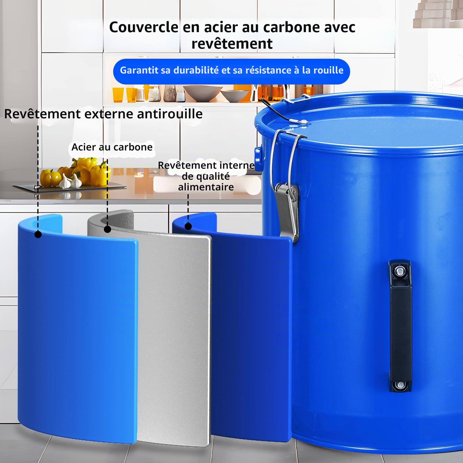 Seau à Graisse de Friteuse Acier antirouille 18,9L Caddy évacuation Huile | avec Couvercle Transport Pinces Verrouillage Sac filtrant Filtration Huile de Cuisson