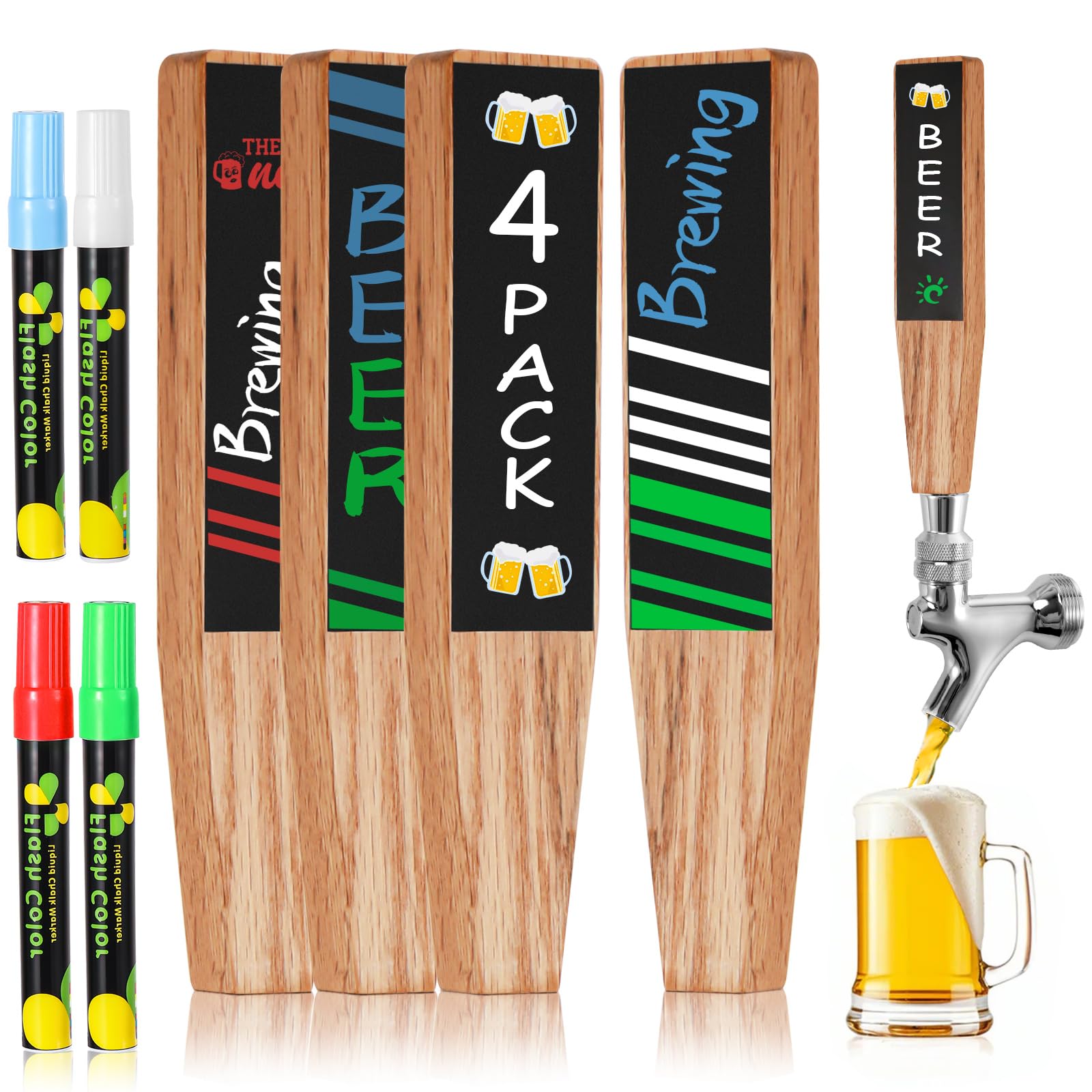 Amazon.com: 4 PCS Wooden Beer Tap Handle 3/8''-16 UNC Thread Keg Tap ...